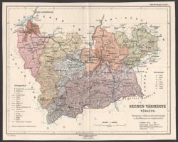 1912 Szeben vármegye térképe, Kogutowicz: Megyei térképek, 1 : 360.000, Bp., Magyar Földrajzi Intézet R.T., megkímélt, jó állapotban, 24,5x30,5 cm