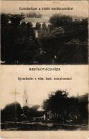 Mezőkovácsháza, Erzsébetliget a Hősök szobrával, emlékmű, utca részlet, római katolikus templom. Horváth András kiadása (fa)
