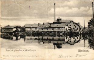 Mándok, Erzsébet gőzmalom a tó felől nézve. Mándok és Vidéke községi hitelszövetkezet fogyasztási telepe kiadása (fa)
