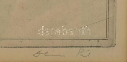 Deim Pál (1932-2016): Kőszeg vára. Rézkarc, papír, jelzett, üvegezett fakeretben, 29×38 cm