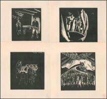 Buday György (1907-1990): 10 db jelzés nélküli fametszet, 10x9 cm és 11,5x10,5 cm közötti méretben