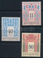 1994 Népművészet 11Ft, 40Ft és 50Ft bélyeg sihl papíron, 12 1/4 : 12 3/4 fogazással (23.000)
