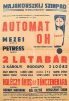 1957 Automat-oh, 2 Latabár, Rodolfo, Mezei Mária stb. Majakovszkij Színpad, Margitsziget. Plakát, papír, kisebb lapszéli szakadással, hajtásnyomokkal, 42x30 cm