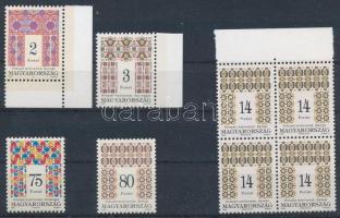 1995-1996 Magyar népművészet 14Ft négyestömb + 4 klf érték sihl papíron, 11 1/2 : 12 fogazással (34.300)