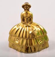 Női figurális bronz csengő, m: 9,5 cm