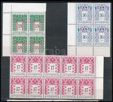 1996 Magyar népművészet 13Ft és 16Ft négyestömb + 17Ft tízestömb fényes képoldallal és fényes gumival