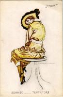 'Sorriso - Tentatore' Italian art postcard 'Zenit' s: M. Dudovich (EB)