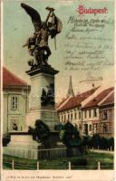 1908 Budapest I. Honvéd szobor a Dísz téren. Erdélyi cs. és kir. udvari fényképész felvételei után, litho (fl)