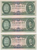 1969. 10Ft (3x) sorszámkövetők "A 076 150011 - A 076 150013" T:F szép papír Adamo F7