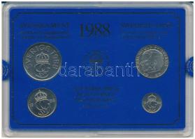 Svédország 1988. 10ö - 5K (4xklf) forgalmi sor műanyag tokban T:UNC Sweden 1988. 10 Öre - 5 Kronor (4xdiff) coin set in plastic case C:UNC