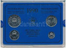 Svédország 1990. 10ö - 5K (4xklf) forgalmi sor műanyag tokban T:UNC Sweden 1990. 10 Öre - 5 Kronor (4xdiff) coin set in plastic case C:UNC
