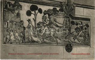 1917 Garamszentbenedek, Sankt Benedikt, Sväty Benadik, Hronsky Benadik; Középkori falfestmény az apátsági templomban / Medieval wall painting in the abbey church