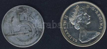 Csehszlovákia 1930. 5K Ag T:3 + Kanada 1965. 50c Ag T:exPP