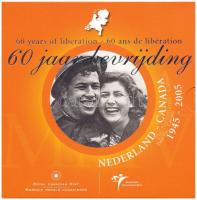 Hollandia 2005. 1c-2E (8xklf) forgalmi sor "60 év Felszabadulás" dísztokba rögzítve (az Ag érmék nélkül) T:PP, patina Netherlands 2005. 1 Cent - 2 Euro (8xdiff) coin set in original "60 years of Liberation" case (without the Ag coins) C:PP, patina