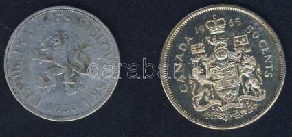 Csehszlovákia 1930. 5K Ag T:3 + Kanada 1965. 50c Ag T:exPP