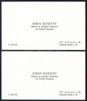 cca 1970-1980 Sebes Gusztáv sportvezető 2 db névjegye