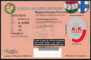 2011 Puskás Ferenc Stadion, magyar-finn labdarúgó mérkőzés belépőjegye