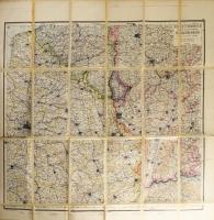 1916 Karl Peucker: Nordost-Frankreich, Belgien und Luxemburg, Deutsche Rheinländer / Südost-Europa, kétoldalas, nagyméretű térkép, rajta kézi jelölésekkel, javított, 72x81,5 cm