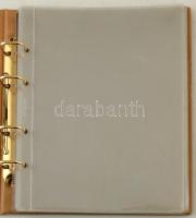 Négygyűrűs, barna műbőr "Numis Briefe" album, benne 11db kettesosztású- és 10db osztatlan ...