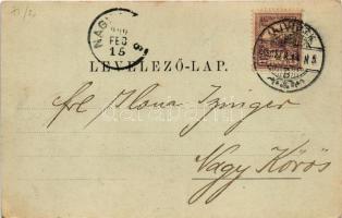 1900 Újvidék, Novi Sad; Erzsébet szálloda este holdfényben, Wagner üzlete. Urbán Ignác kiadása / hot...