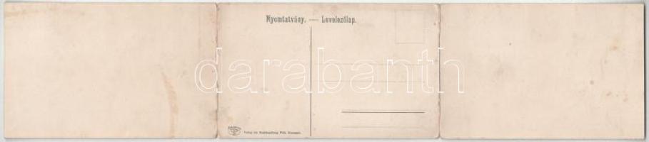 Brassó, Kronstadt, Brasov; 3-részes kihajtható panorámalap. Wilh. Hiemesch kiadása / 3-tiled folding...