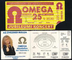 1987-1994 Az OMEGA együttes 2 db koncertjegye