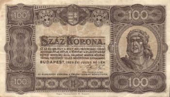 1923. 100K (2x) nyomdahely jelöléssel T:II-