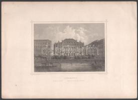 Ludwig Rohbock (1820-1883) - G. Heisinger: Budapest, Fővárosi (Pesti) Vigadó. Acélmetszet, papír, jelzett a metszeten, 12,5x17,5 cm