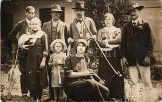 1914 Békéscsaba, úri társaság csoportképe. photo (fa)