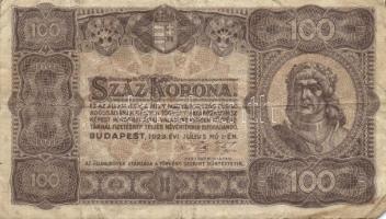 1923. 100K (5x) nyomdahely jelöléssel is T:III
