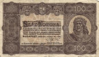 1923. 100K (5x) nyomdahely jelöléssel is T:III