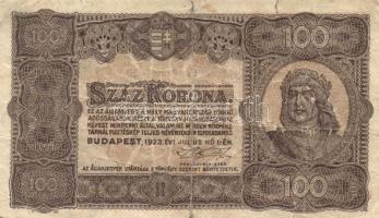 1923. 100K (5x) nyomdahely jelöléssel is T:III
