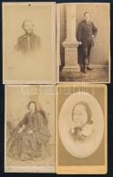cca 1865-1875 4 db keményhátú műtermi fotó Veress Ferenc kolozsvári műterméből, egyik hátoldalán a műterem képével, 10,5×6,5 cm
