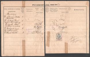 1884-1889 Egyetemi leckekönyv 8 lapja ismert emberek aláírásával, közte Láng Lajos miniszter, Ballag...