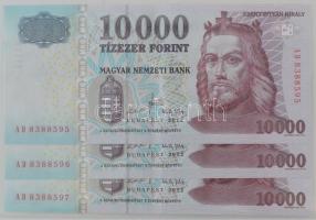 2012. 10.000Ft (3x) sorszámkövetők "AD 8388595 - AD 8388597" T:XF Adamo F58