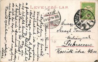 1909 Ungvár, Uzshorod, Uzhhorod, Uzhorod; Nagyhíd utca a híddal, Színház épület, üzletek / street vi...