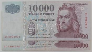 2004. 10.000Ft (2x) "AC 8990071" + "AC 9804554" T:F, szép papír, VG Adamo F58