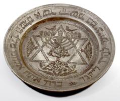 Szédertál. Ónbevonatos réz, cca 19.sz. közepe - második fele, feltehetően német, d: 20,5 cm