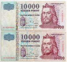 2001. 10.000Ft "AC 0269094" + 2003. 10.000Ft "AC 6443881" T:F,VG / Hungary 2001. 10.000 Forint "AC 0269094" + 2003. 10.000 Forint "AC 6443881" T:F,VG Adamo F58C2, Krause P#192