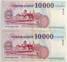 2001. 10.000Ft "AC 0269094" + 2003. 10.000Ft "AC 6443881" T:F,VG / Hungary 2001....