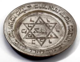 Szédertál. Ónbevonatos réz, cca 19.sz. közepe - második fele, feltehetően német, d: 21 cm