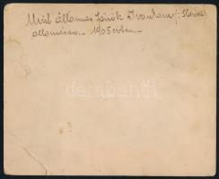 1905 Ivánkaszentgyörgy (Ivankovo, Horvátország), vasútállomás magyar vasutas tisztekkel, kartonra ka...