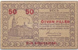 Pécs 1919. pénztárjegy 50f T:I