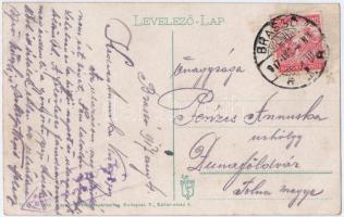 1917 Brassó, Kronstadt, Brasov; Cérna utca, Heinrich Zintz üzlete, Schicht szappan reklámja. Vasúti ...