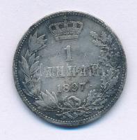 Szerbia 1897. 1D Ag "I. Sándor" T:F patina
Serbia 1897. 1 Dinar Ag "Alexander I"...