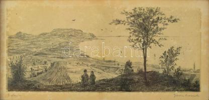 Gross Arnold (1929-2015): Balatoni táj (1954). Rézkarc, papír, jelzett, apró felületi sérülésekkel, ...