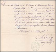 1890 Bp., Scholtz (Scholz) Gusztáv (1842-1925) budai evangélikus lelkész, később a bányai evangéliku...