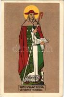 1954 Szent Bonaventura Szent Ferenc I. rendjéből. Unghváry Sándor festménye a Budapest-Pasaréti Ferences templomban. A Szentföld Magyarországi Biztosi Hivatala kiadása / Saint Bonaventure s: Unghváry (EK)