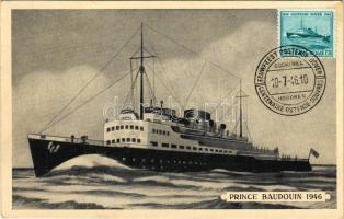 1946 "PRINCE BAUDOUIN" 1846, Oostende-Dover Belgian stamp. TCV card + "COCKERILL HOBOKEN EEUWFEEST OOSTENDE - DOVER CENTENAIRE OSTENDE - DOUVRES" So.Stpl (ragasztónyomok / glue marks)