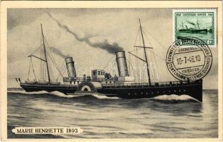1946 "MARIE HENRIETTE" 1846, Oostende-Dover Belgian stamp. TCV card + "COCKERILL HOBOKEN EEUWFEEST OOSTENDE - DOVER CENTENAIRE OSTENDE - DOUVRES" So.Stpl (ragasztónyomok / glue marks)